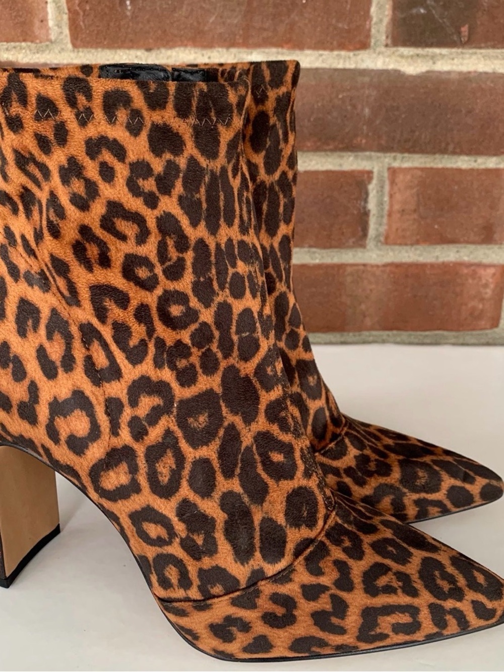 Jessica Simpson Leopard Print Pointed Toe Ankle Boots - Brown
